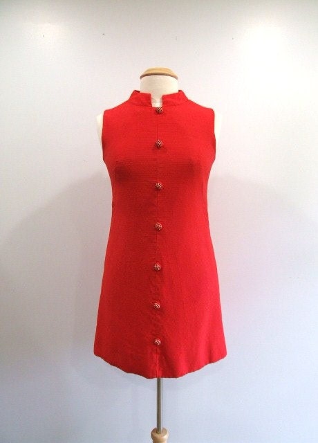Mod Shift Dress Red Mini Dress Scooter Dress - M