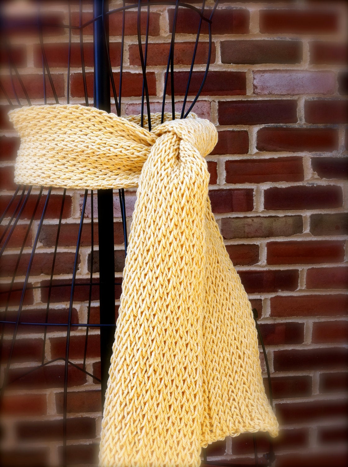Organic scarf knit in yellow under 50