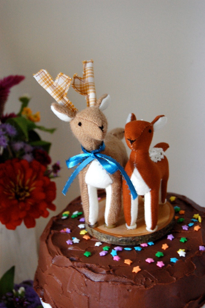 Deer Wedding Cake Topper--MADE TO ORDER