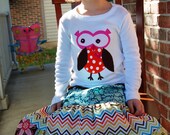 Fall Owl Long Sleeve T Shirt Pink Brown Orange Modern