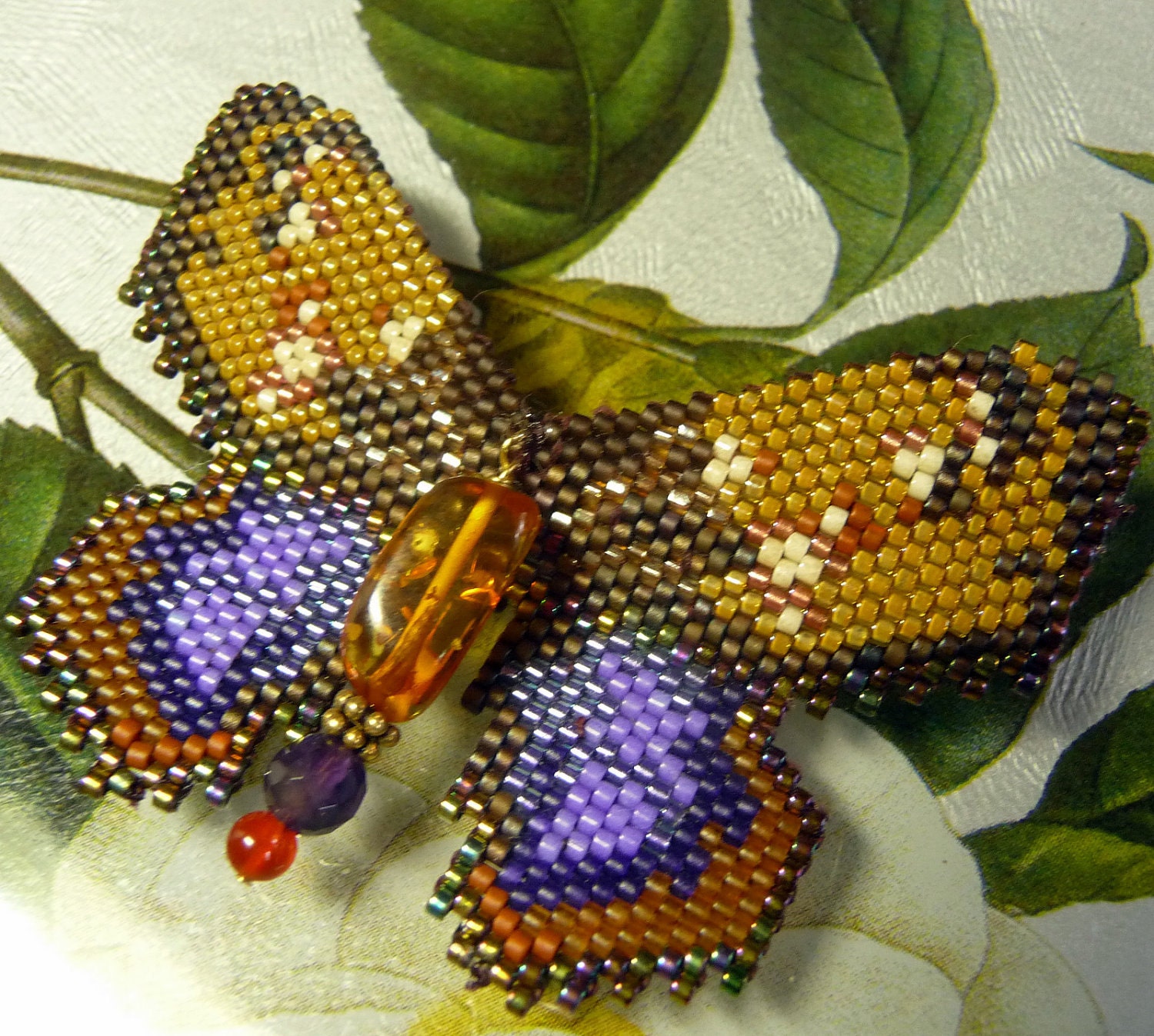 Diva Moth Beadwoven Pin