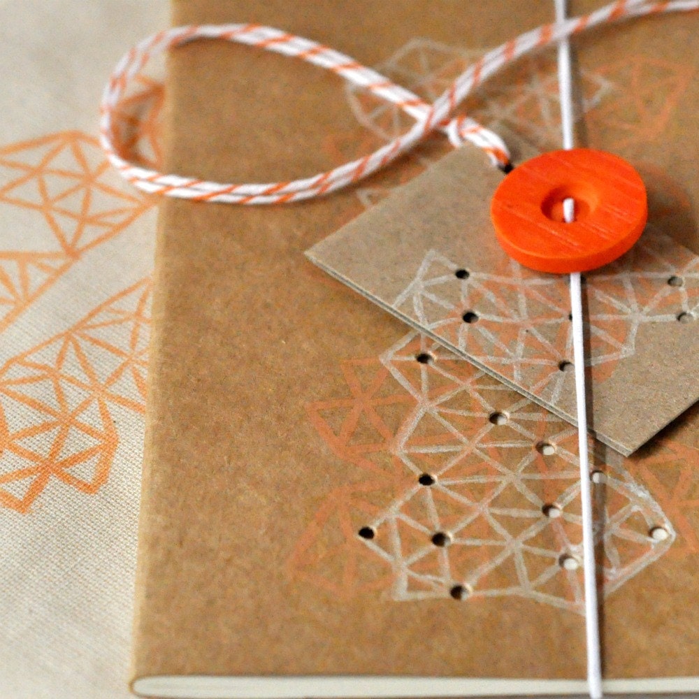 Journal Notebook Moleskine Cahier  Kraft Orange Print