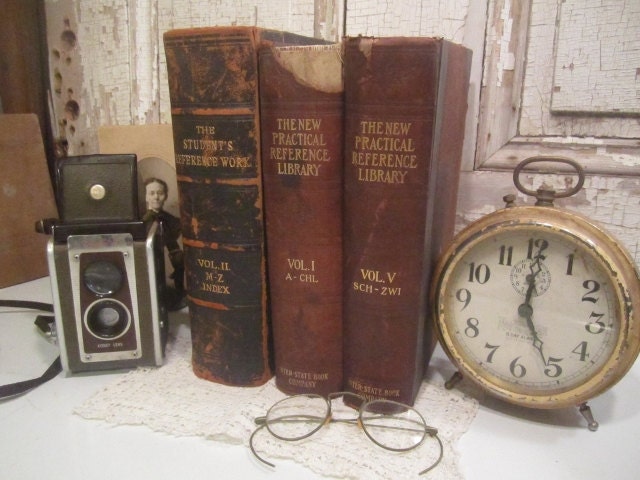 Antique Reference Books - 1902 & 1909 - Student's Reference Work and Practical Reference Library