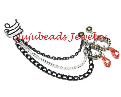 Vampires Desire - Swarovski Chain Ear Cuff Earring
