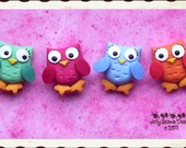 M2MG Fall Homecoming Owls polymer clay bead/charm/bow center set