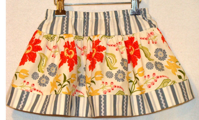Custom Farmgirl Garden Floral Gathered Skirt sizes 18 months thru girls size 8