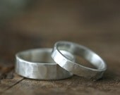 silver wedding set - recycled sterling silver hand carved bands - nickle free rings