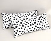 Black and White Dalmatian Spots Pillow Set of Two 8" x 18"