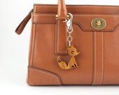 Fox Bag Charm: Woodland Bamboo Purse Charm, Amber Wood