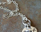 Personalized Petite Petals Initials Hand Stamped Two Disc Mommy Couples Necklace