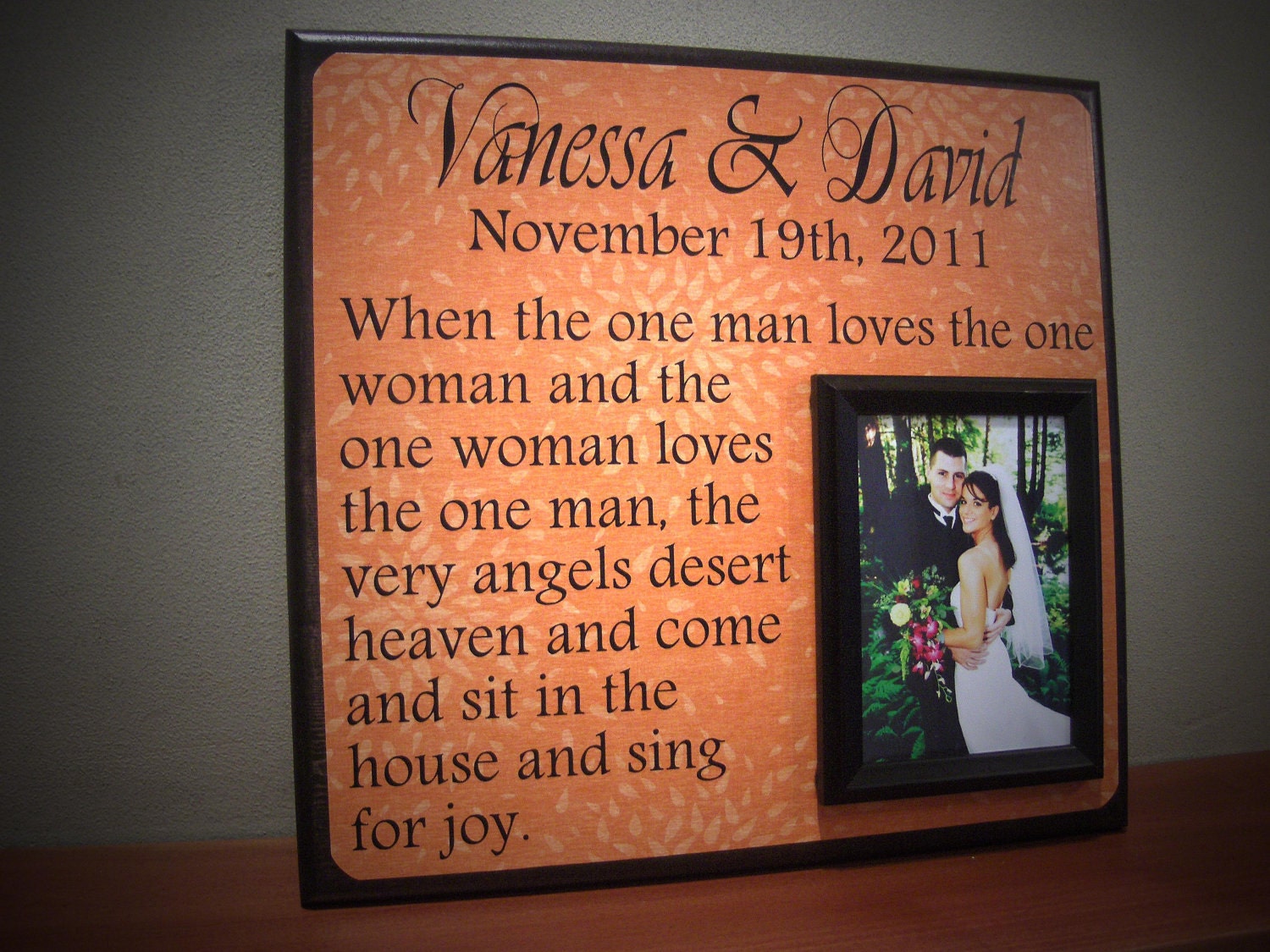 Personalized Wedding Frame Love, Anniversary, Wedding Song, Bible Verse, Vows, Lyrics