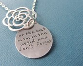 Secret message Necklace Silver Flower - Your Secret Message Necklace - Silver Pendant Mother Wife Girlfriend Sister best friend