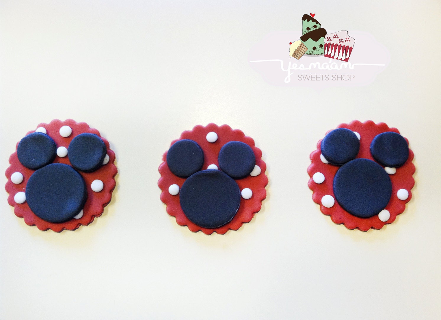 12 Mickey Mouse Cupcake/Cookie Fondant Toppers