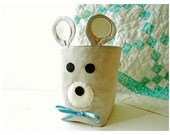 box Teddy Bear Linen Bin Nursery Organizer Storage Natural Oatmeal Linen  Basket  Embroidery Handmade tagt team Gift Wrap