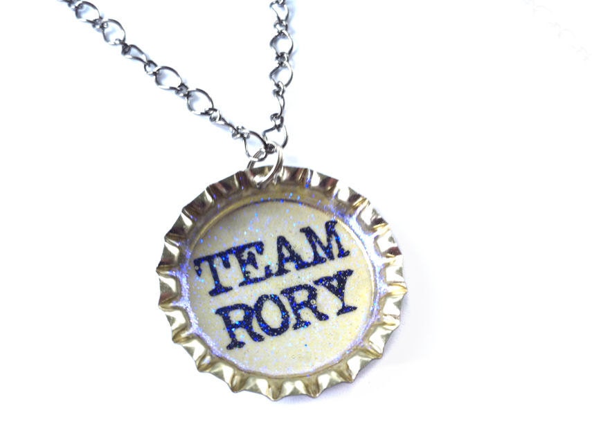 A Whovian Inspired Resin Pendant, TEAM RORY, In black and white, Silver BottleCap Necklace With or Without Glitter