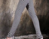 Chevron Leggings - Black and White Stripe Leggings - Organic Cotton Leggings