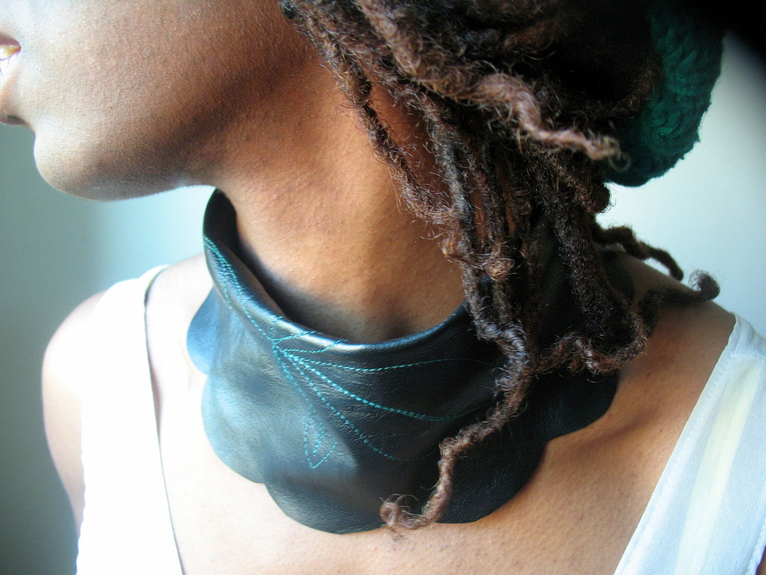 Scalloped Leather Bib Necklace