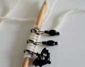 Set of 6 Beaded Knitting Stitch Markers - Miniature Bat - Limited Edition
