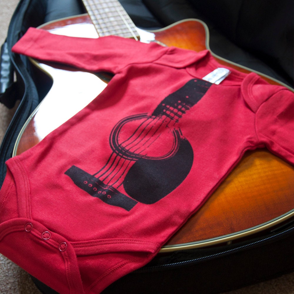 Acoustic Guitar Organic Cotton Long Sleeved Onesie (12-18 Months)