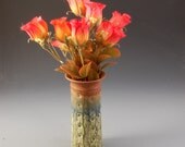 Vase Porcelain Speckled rusty Cinnamon Golden Brown Blue Fern Green flower decorative fake ash Mark Hudak