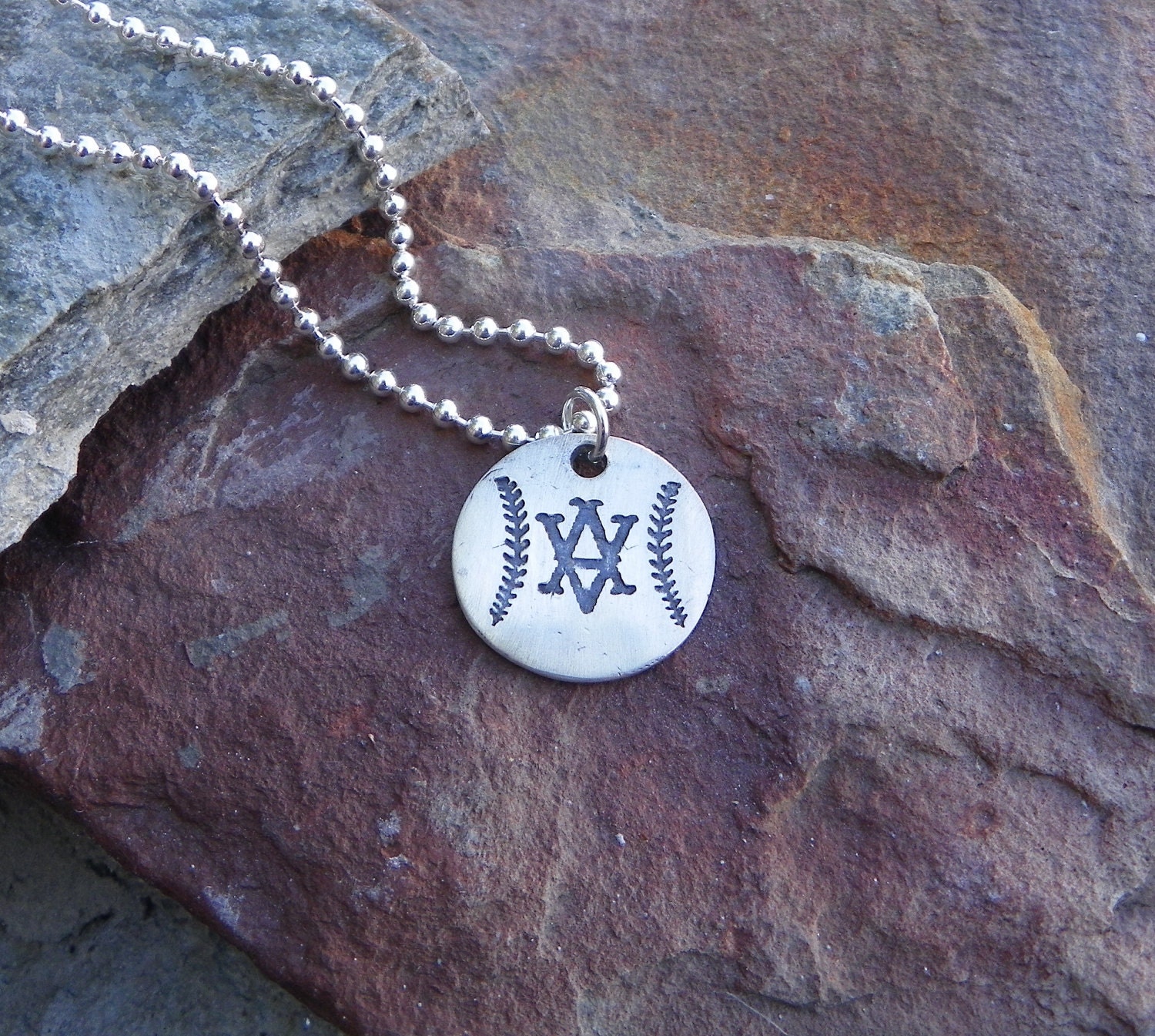 Amador Valley Silver Baseball/Softball pendant 2mm chain