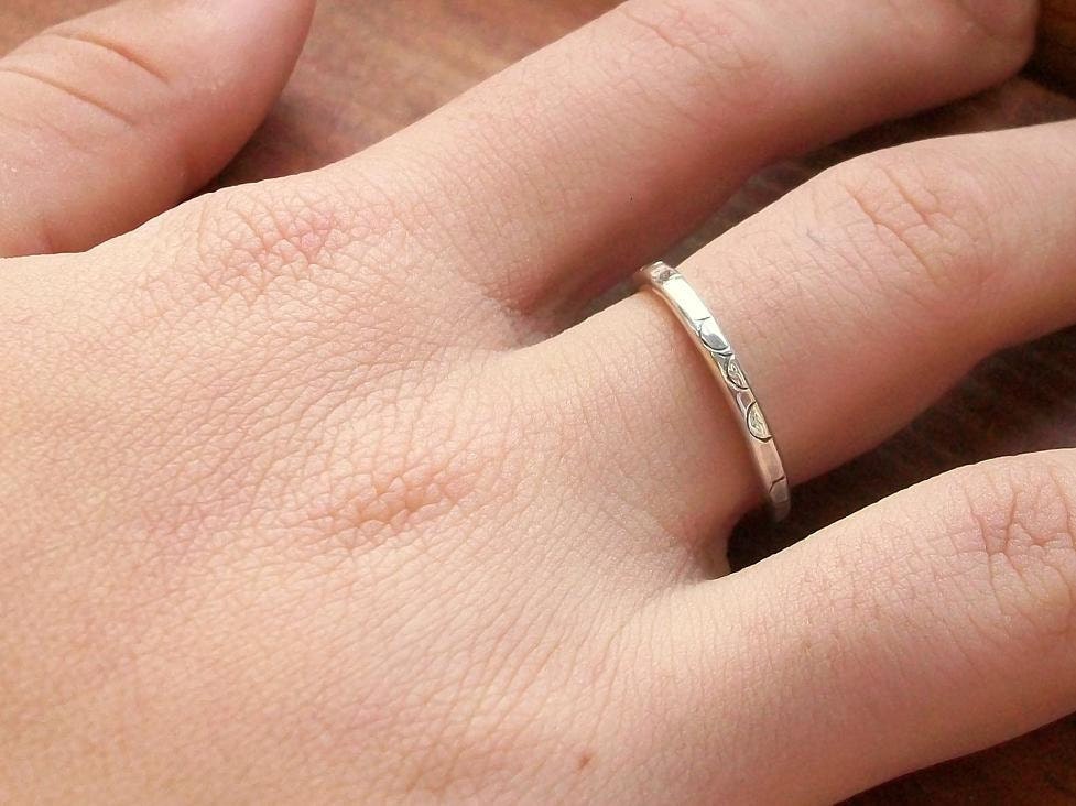 Sterling Stack Ring Textured Hammered Stamped