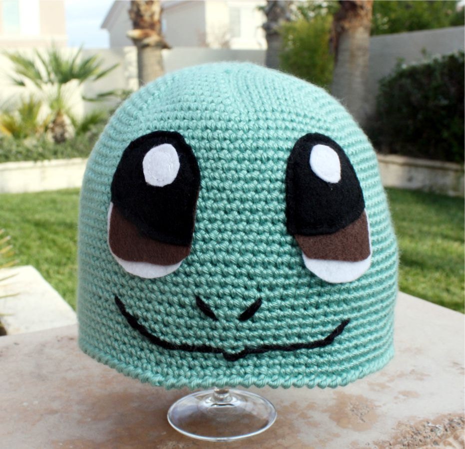 Squirtle -ish Hat : Kawaii Cool Pokemon Japanese-ish Handmade Crochet Beanie Hat