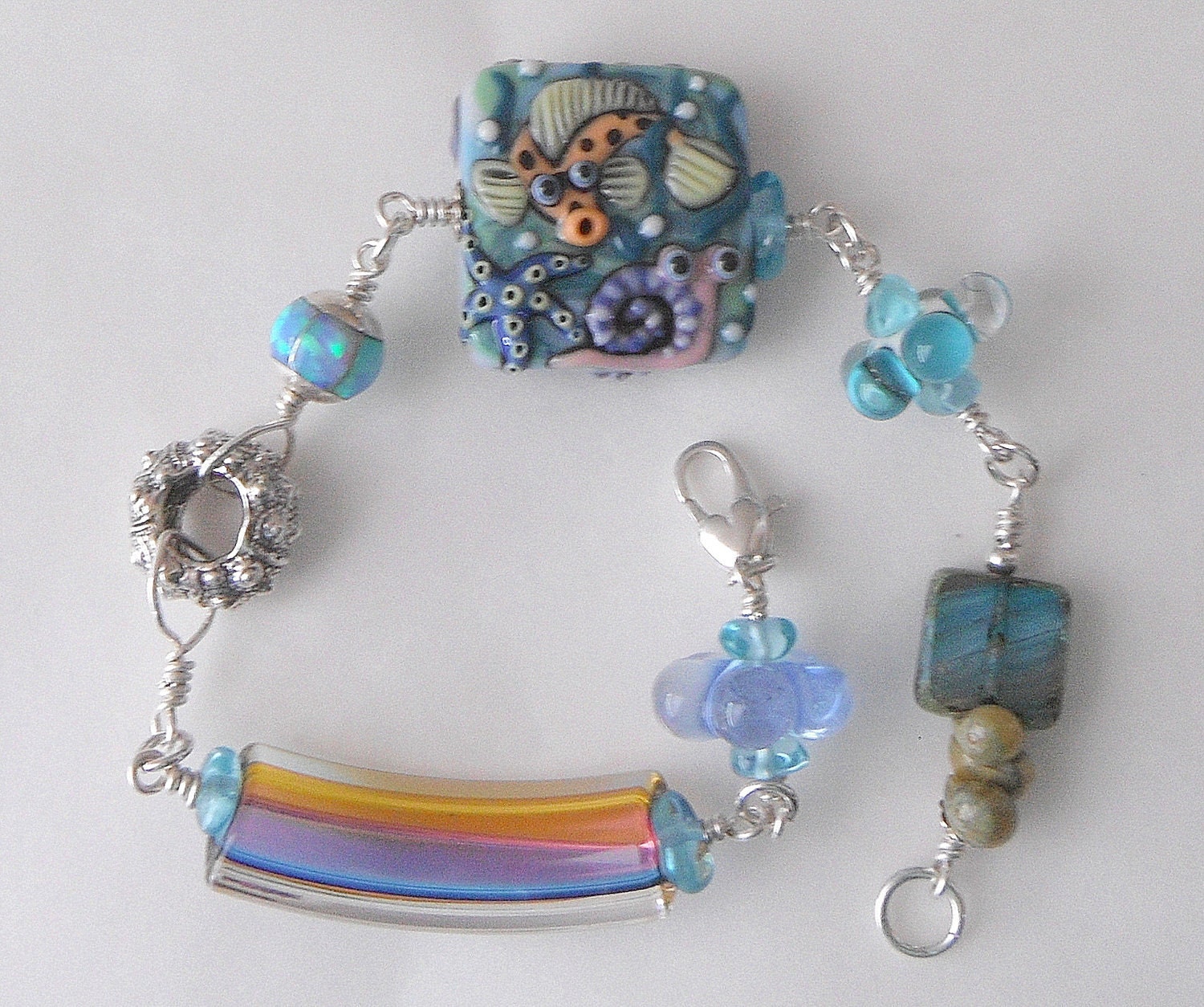 Sea Life bracelet featuring Joan Miller porcelain bead