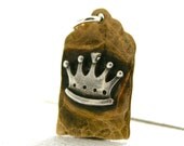 Queen crown necklace - Sterling silver crown on brass tag