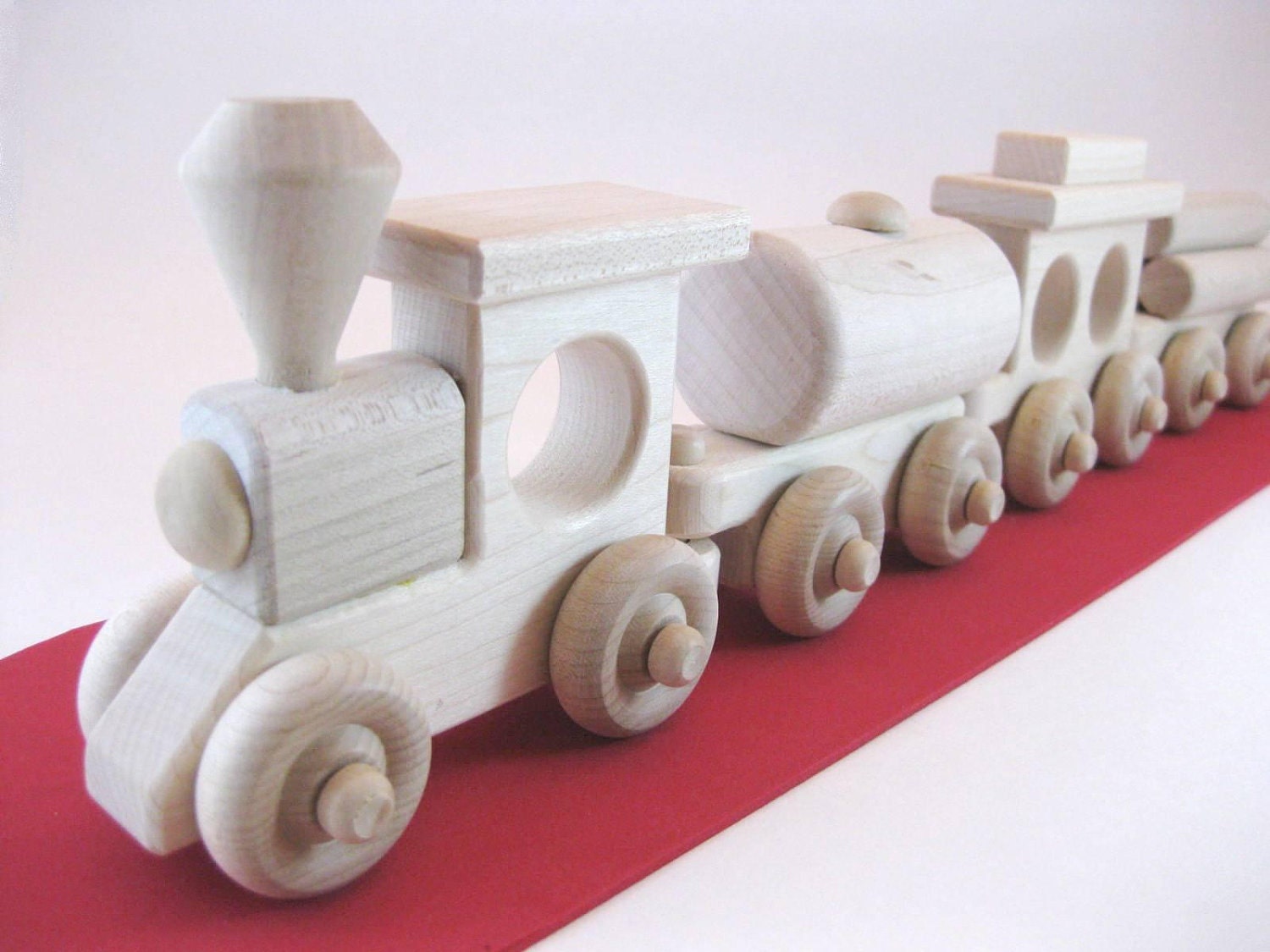 3 Car Wooden Toy Train Set Natural Maple 3 cars of your choice