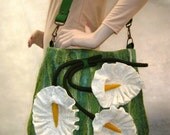 Felted bag,  Handbag- Flower. ZANTEDESCHIA
