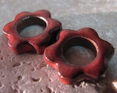 Pomegranate Flower Links - Handmade Ceramic Beads by Starry Road Studio