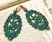 Candice Venise Lace Earrings in Teal Green by TinaEvaRenee