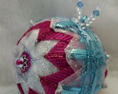 Folded Ribbon Quilted Christmas Ball Ornament Original Design