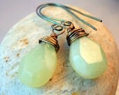 New Jade Wire Wrapped Earrings Sterling Silver