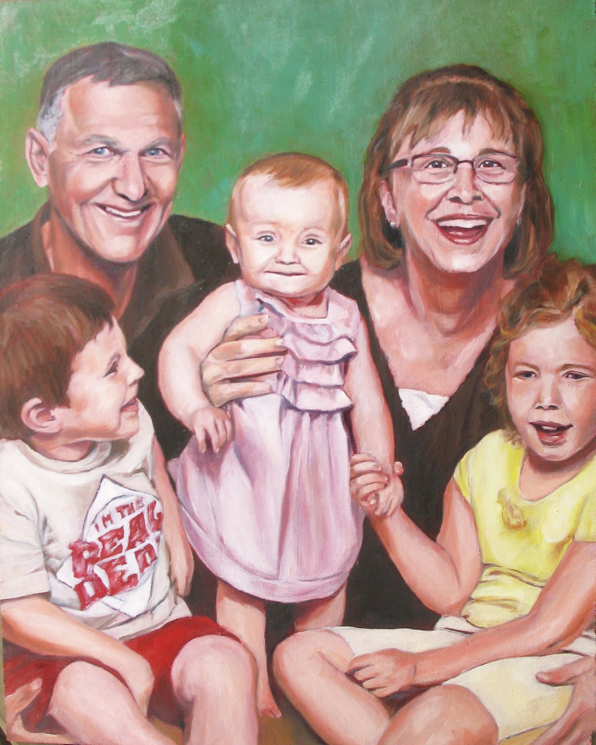 Custom Family Portrait Oil Painting - Grandchildren -11x14