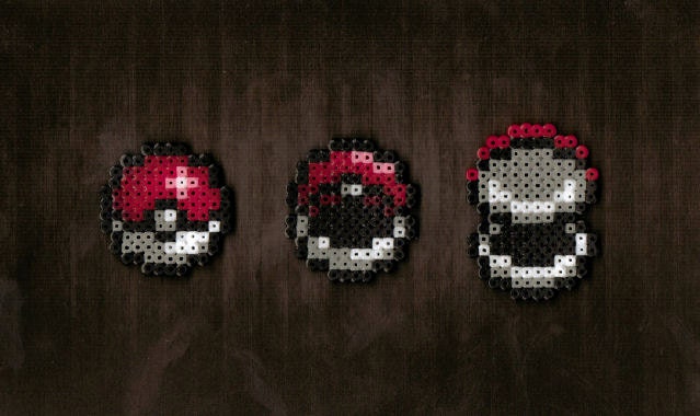 Hama Pokeball Opening Sequence Fridge Magnets