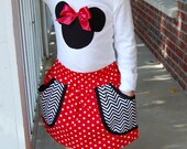 Disney Mickey Outfit Long sleeve  ZigZag Modern Girls Pocket Skirt Fall Winter 0-6 months thru 5  6 10 available Holiday Christmas