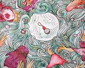 Ocean Illustration "Luck Charm" Archival Giclee Print 22x22 in