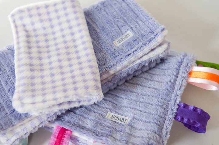 SALE Baby girl GIFT SET featuring minky burp cloth, minky wash cloth, and minky tag blanket toy