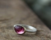 pink tourmaline ring - recycled 14k and silver rose cut