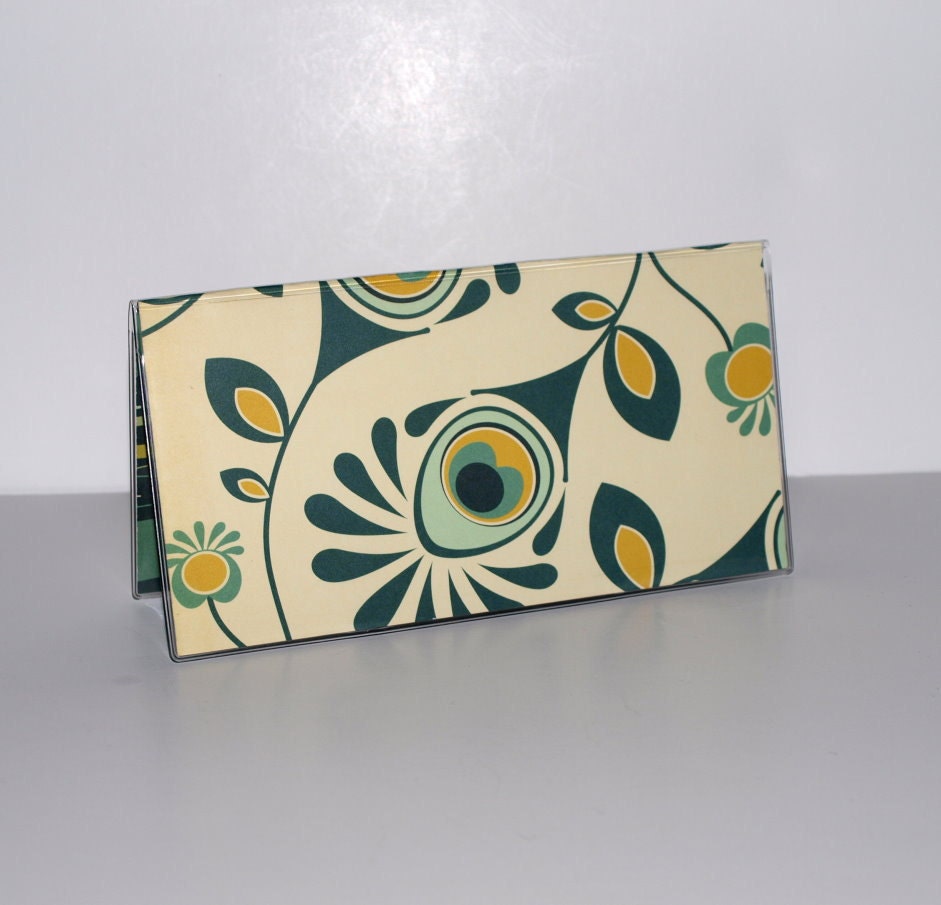 Checkbook Cover - Peacock Vine