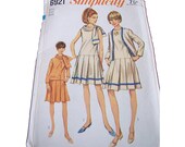 Simplicity 6921 Sewing Pattern Dress Jacket Scarf 1966 Missy Size 10 womens size 0