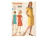 Simplicity 6959 Sewing Pattern Dress Cocktail 1967 Missy Size 10 womens size 0