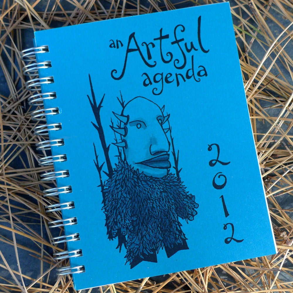 SALE 2012 blue monster planner by An Artful Agenda- with hand-drawn images for each day of the year