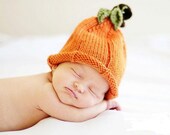 Hand Knit  "Newborn"  Pumpkin Hat with FREE USA S&H