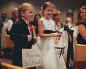 Wedding Signs, Photo Prop Here Comes The Bride/Happily Ever After   Ivory Double Sided Wooden Board Great for Weddings