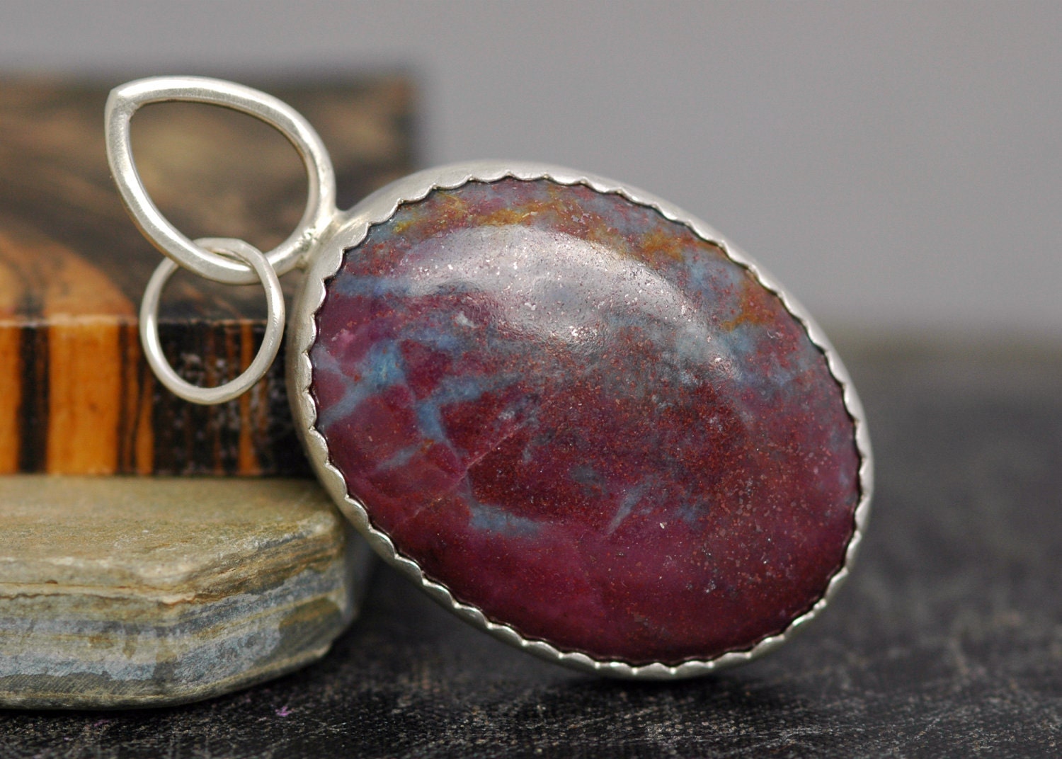 Ruby and Kyanite in Sterling Silver Pendant- Custom Made