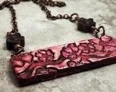 SALE Cherry Tree Branch with Blossoms, Polymer Clay Necklace
