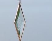 Clear and Copper Frosty Diamond Shaped Beveled Glass Suncatcher Ornament